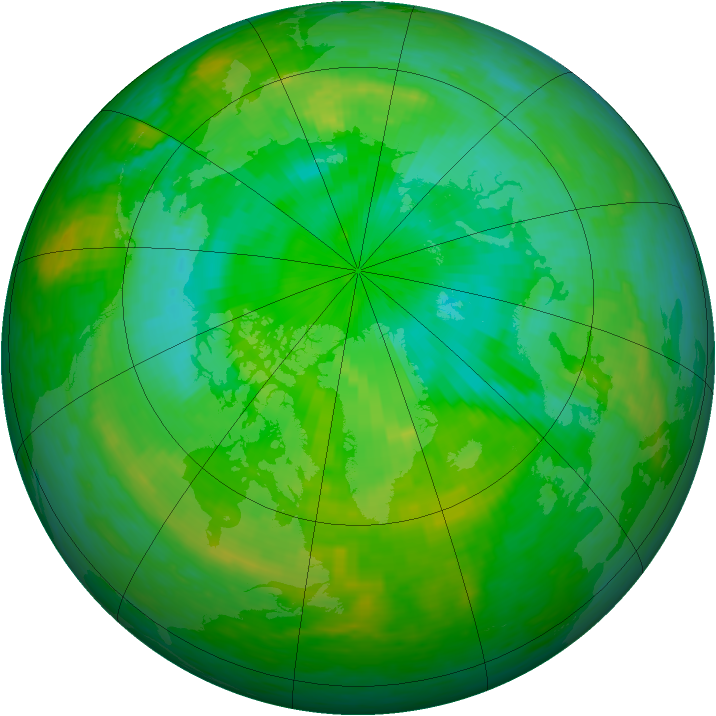 Arctic ozone map for 20 July 1990